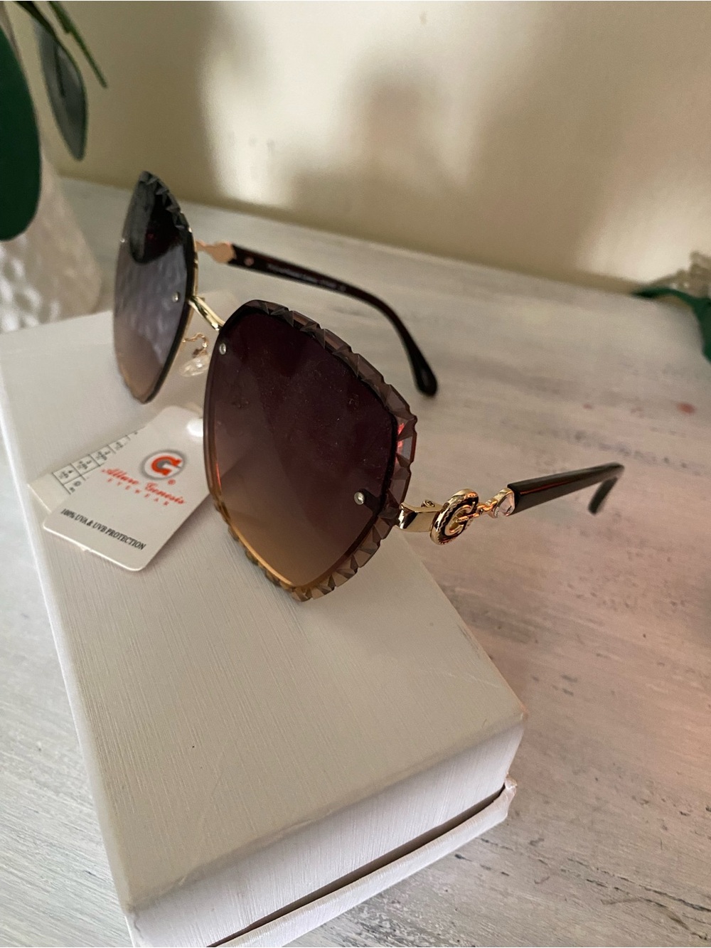 Women's Brown Gradient Sunglasses with Gold Accents